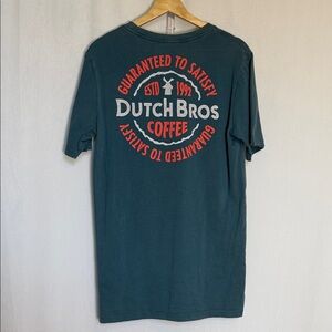 Dutch Brothers Men's Teal Graphic T-Shirt Size M Short Sleeve Cotton Soft Crew